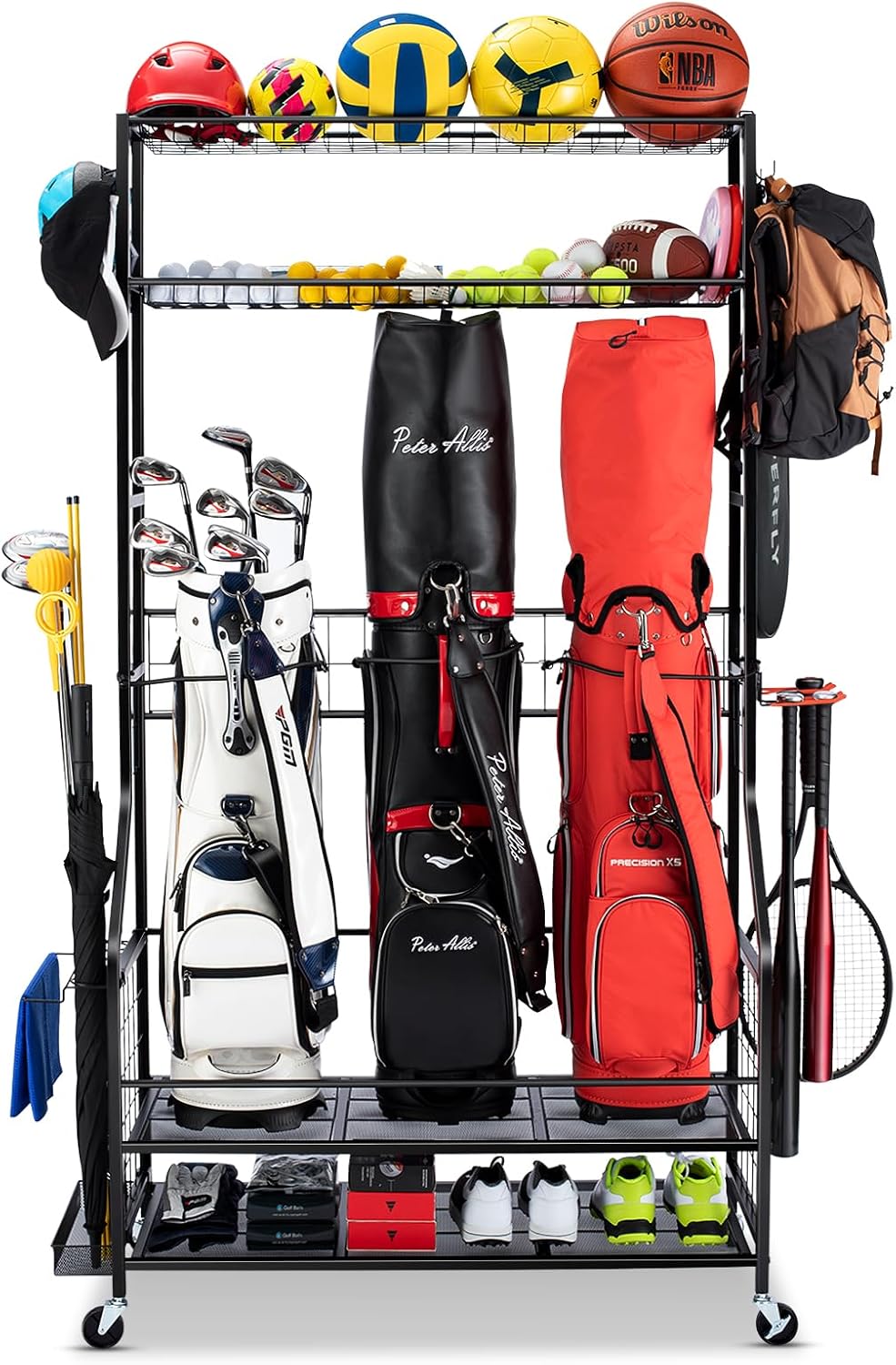 Golf Equipment Garage Organizer - Golf Bag Storage Organizer Rack Heavy
