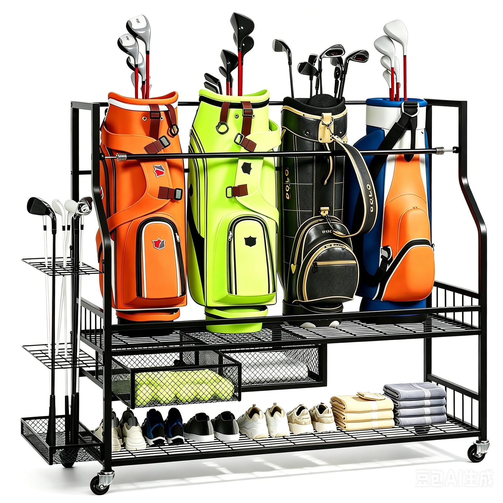 Golf Equipment Garage Organizer - Golf Bag Storage Organizer for Garage,Heavy-Duty