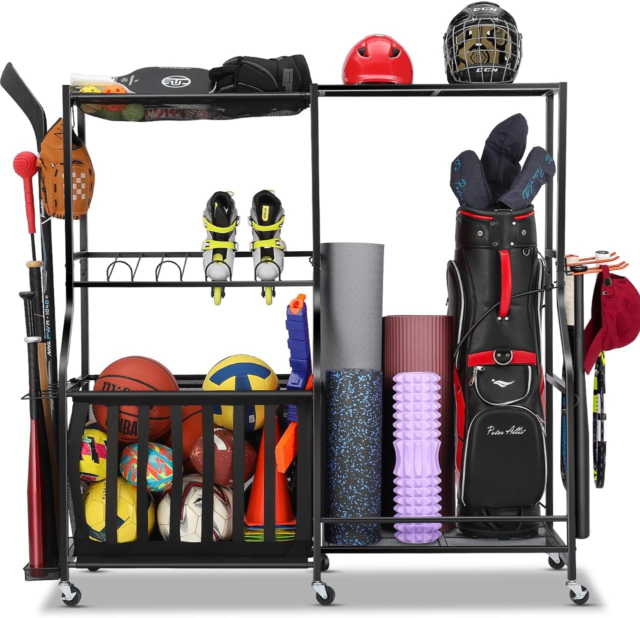 Golf Equipment Garage Organizer - Garage Sports Equipment Organizer With Wheels