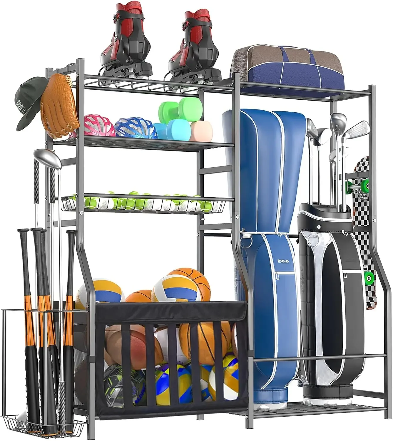 Golf Equipment Garage Organizer - Heavy Duty Garage Sports Equipment Organizer