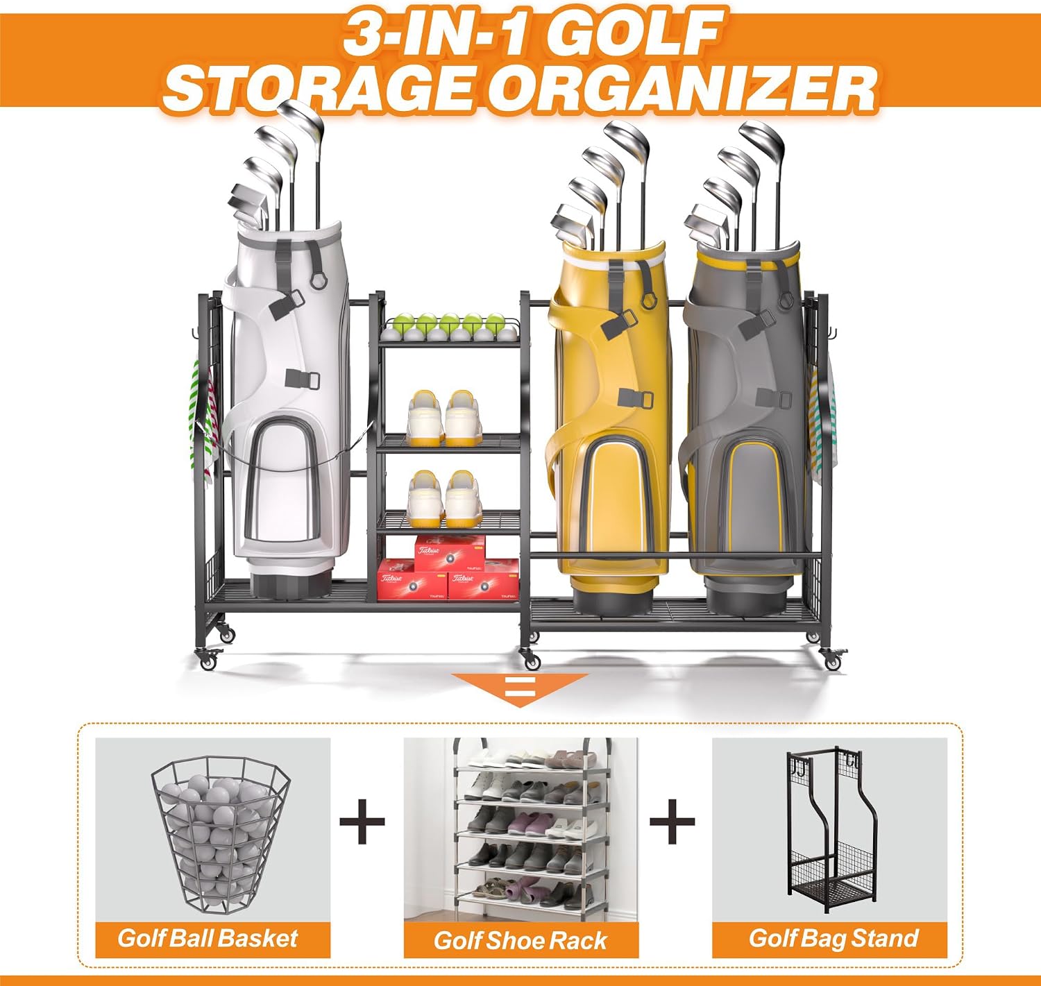 Golf Bag Storage Rack Organize - Golf Equipment Garage Organizer review and price