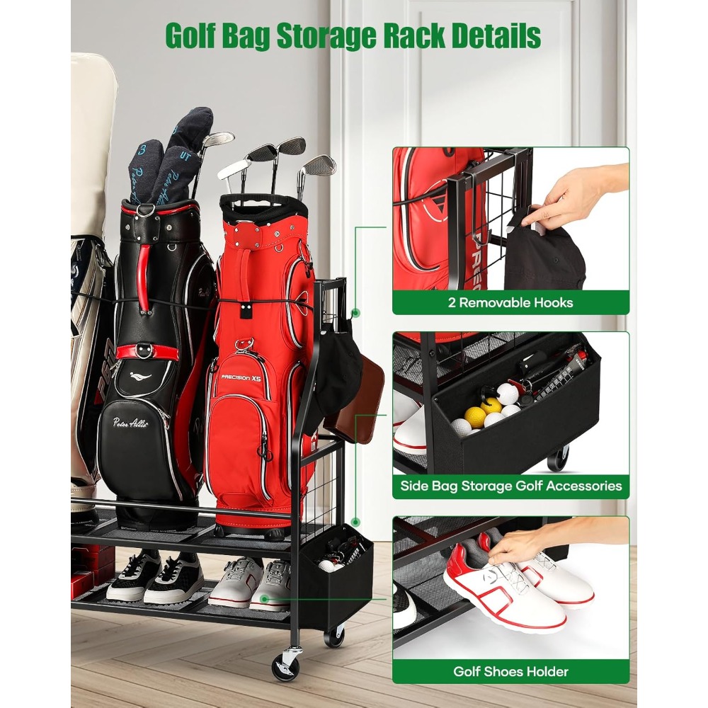 Golf Bag Storage Rack on Wheel - Golf Equipment Garage Organizer review and price
