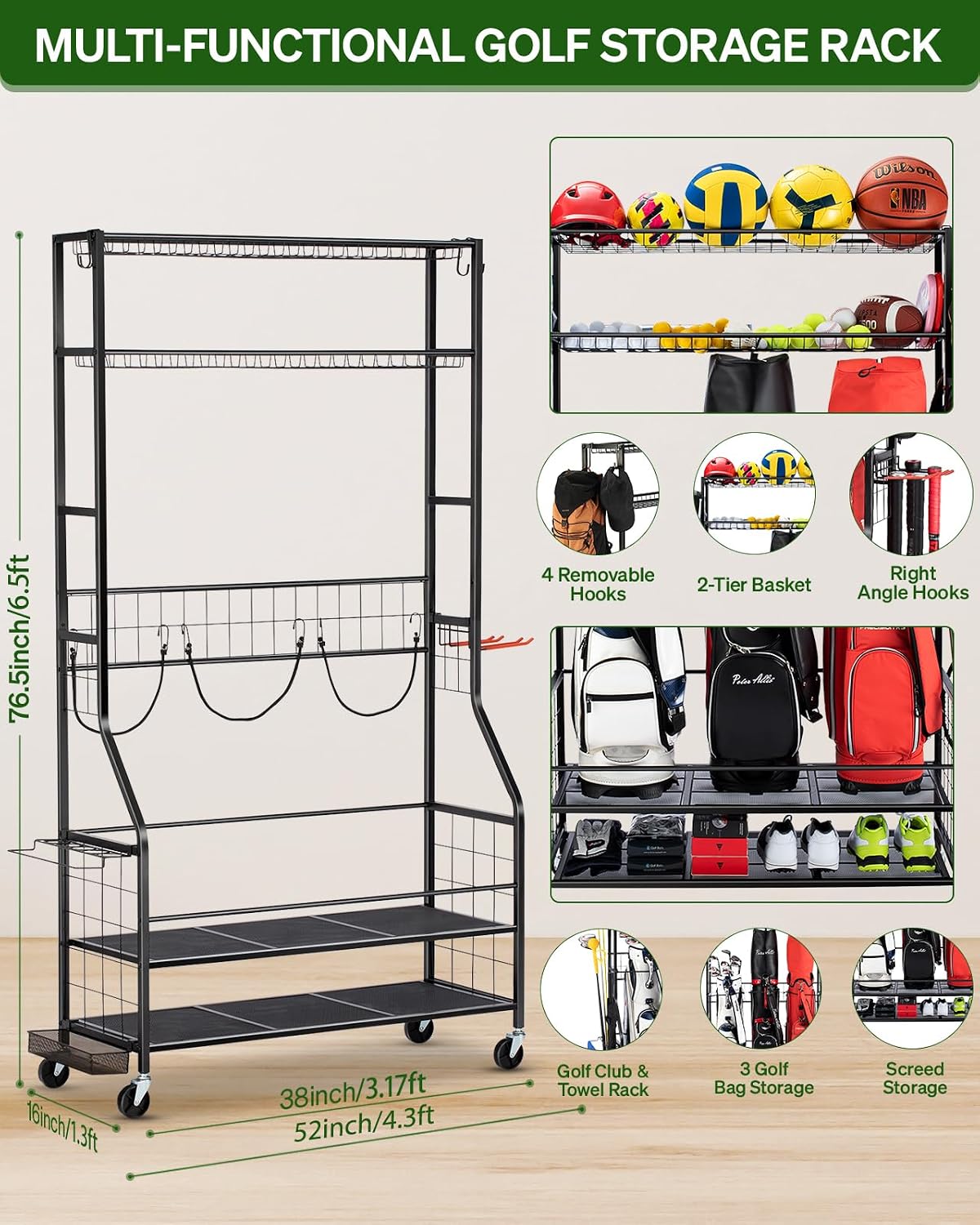 Golf Bag Storage Organizer Rac - Golf Equipment Garage Organizer review and price