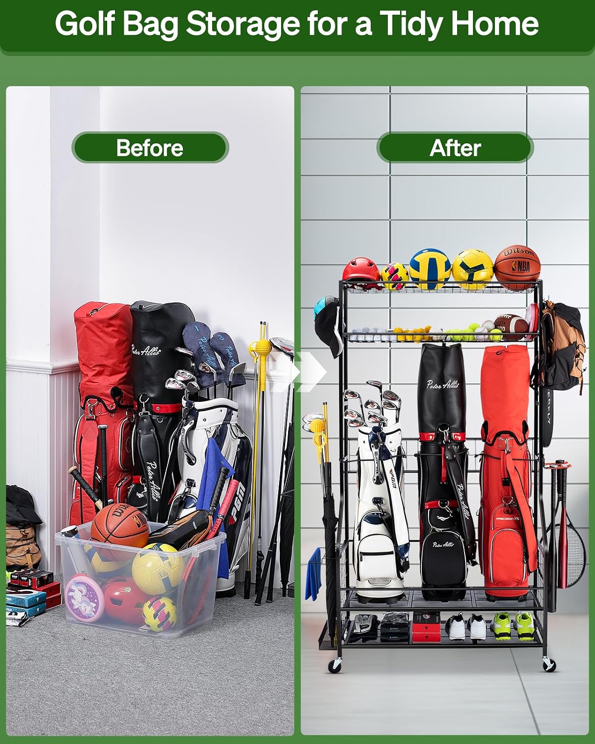 Golf Bag Storage Organizer Rac - Golf Equipment Garage Organizer review and price