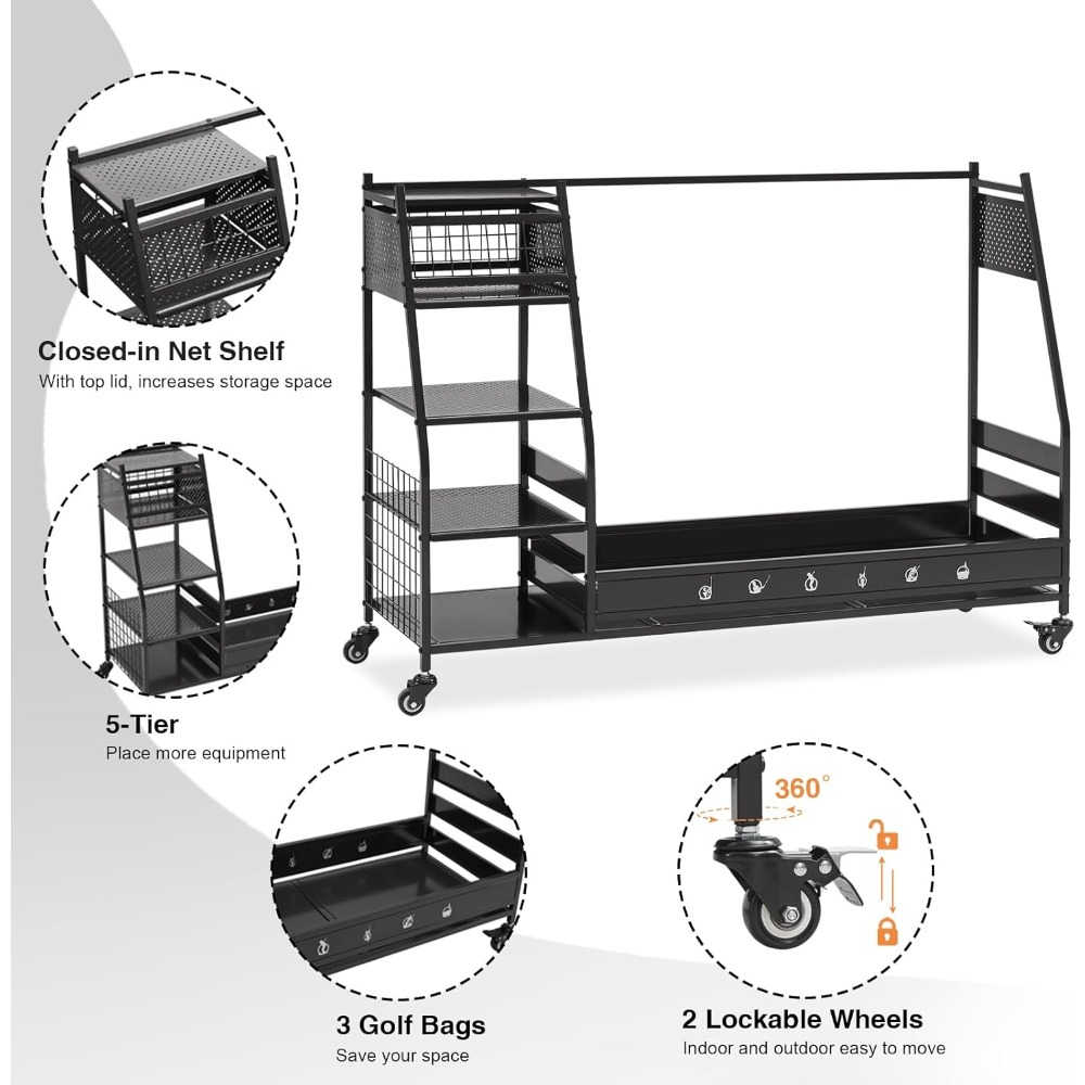 Golf Bag Storage Rack Stand Ho - Golf Equipment Garage Organizer review and price