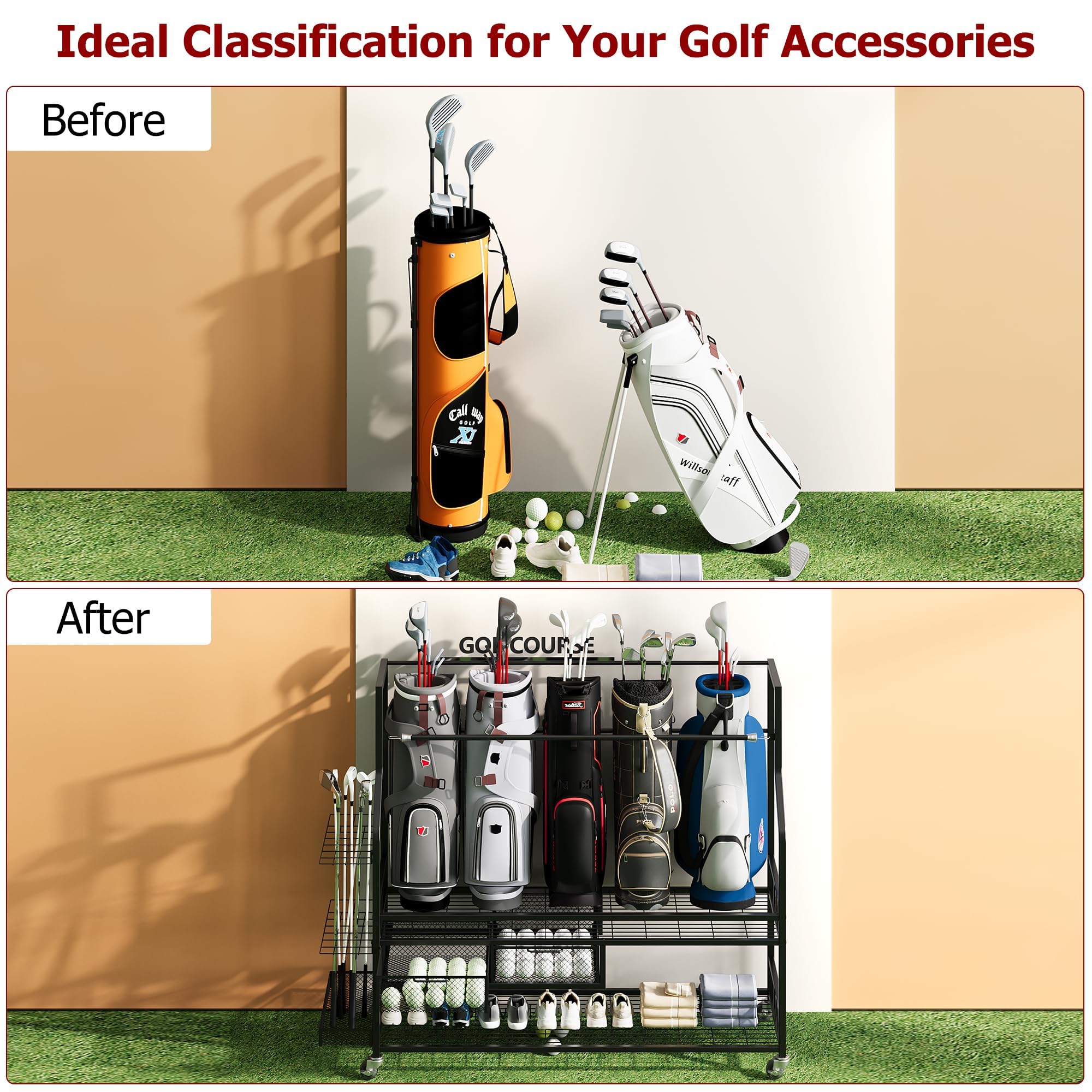 Golf Bag Storage Organizer for - Golf Equipment Garage Organizer review and price