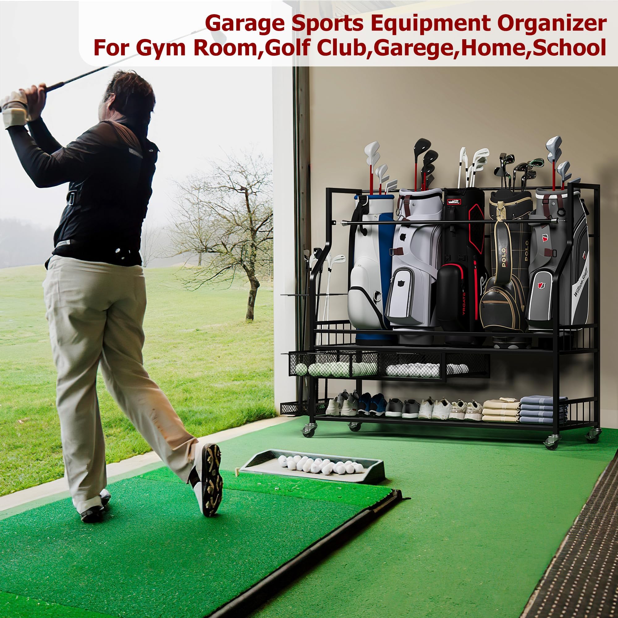 Golf Bag Storage Organizer for - Golf Equipment Garage Organizer review and price